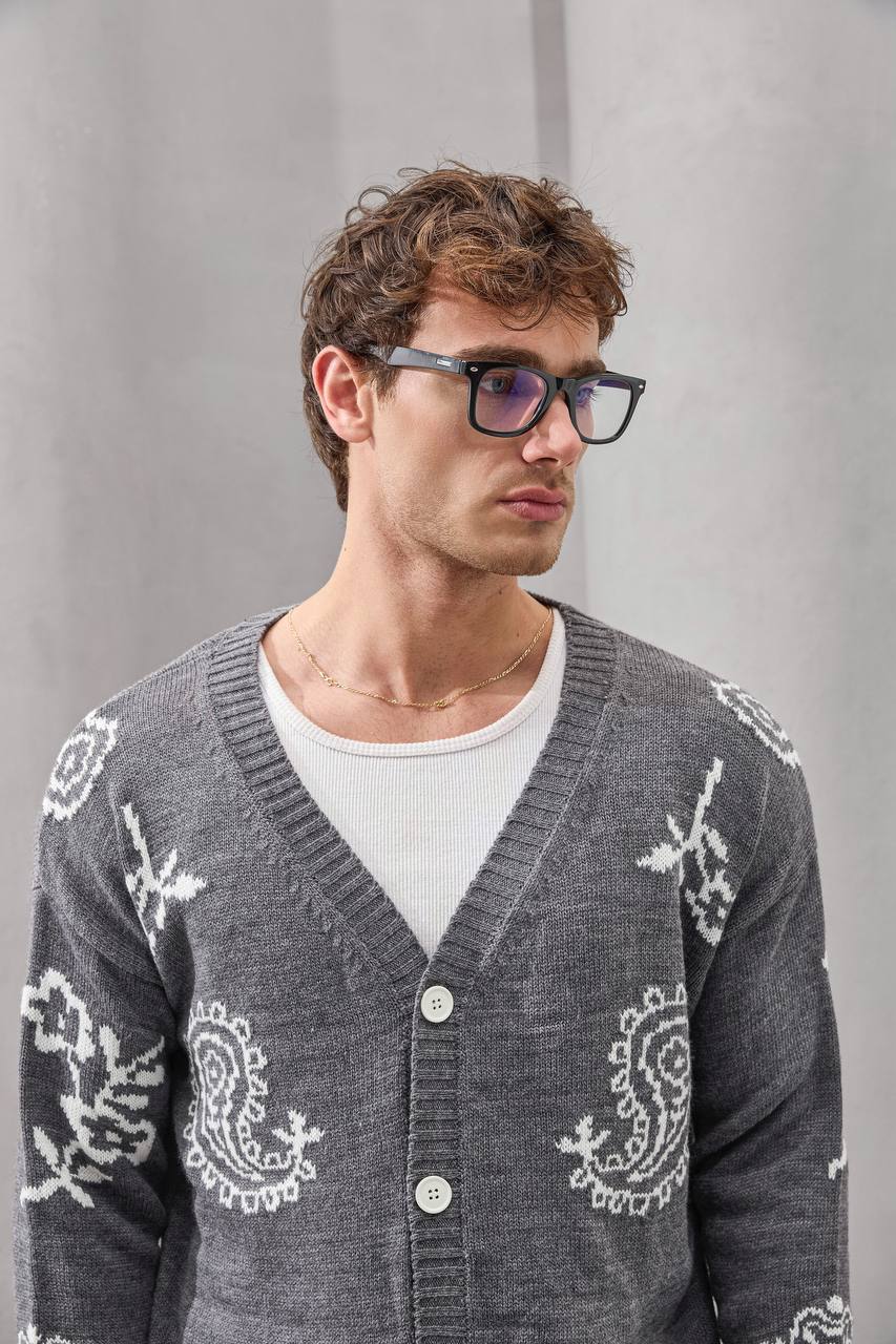 Paisley Knit Streetwear Cardigan