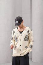 Paisley Knit Streetwear Cardigan