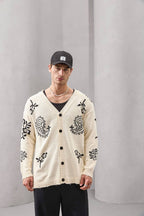 Paisley Knit Streetwear Cardigan