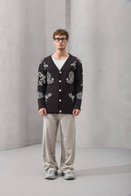 Paisley Knit Streetwear Cardigan