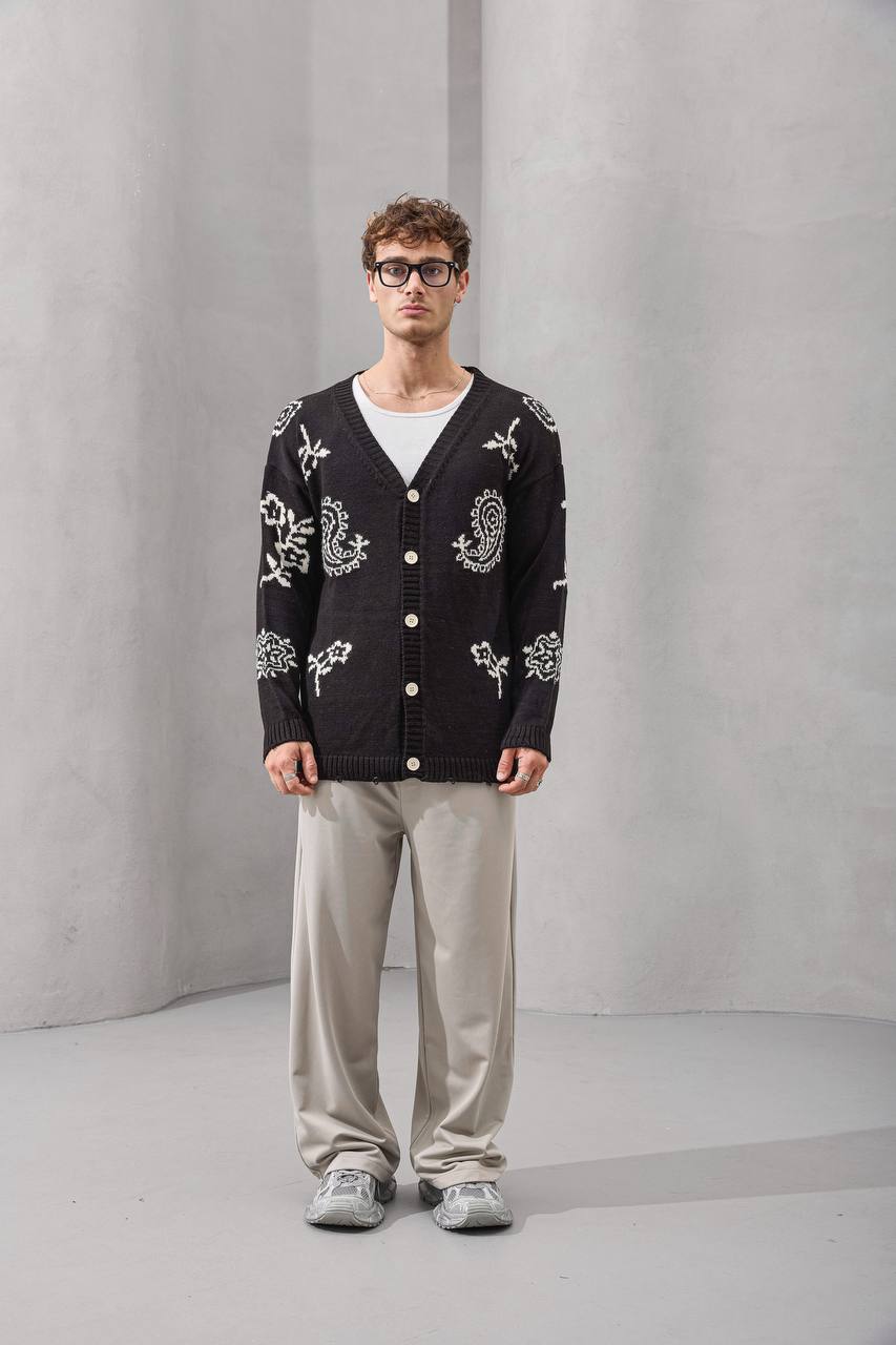 Paisley Knit Streetwear Cardigan