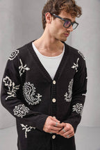 Paisley Knit Streetwear Cardigan