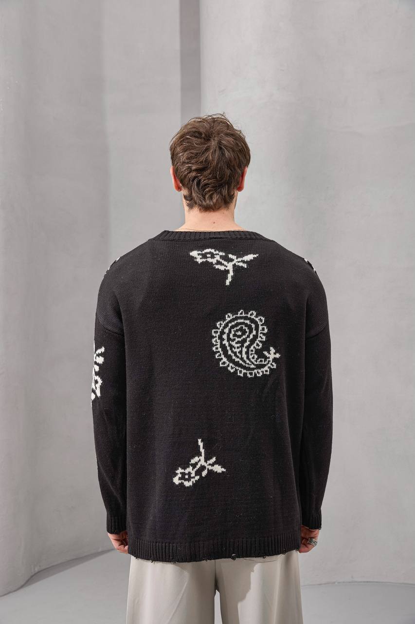 Paisley Knit Streetwear Cardigan