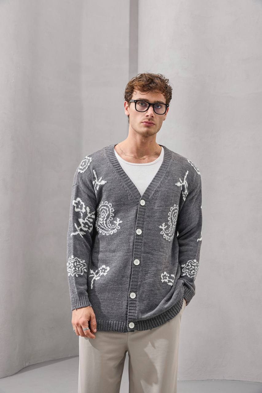 Paisley Knit Streetwear Cardigan
