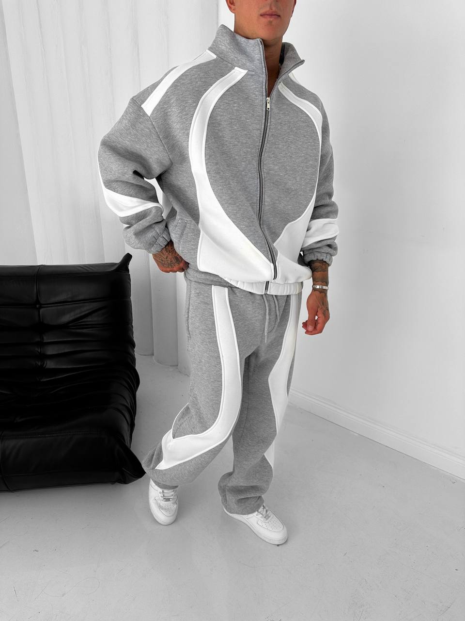 Panelled Zip-Up Tracksuit Set