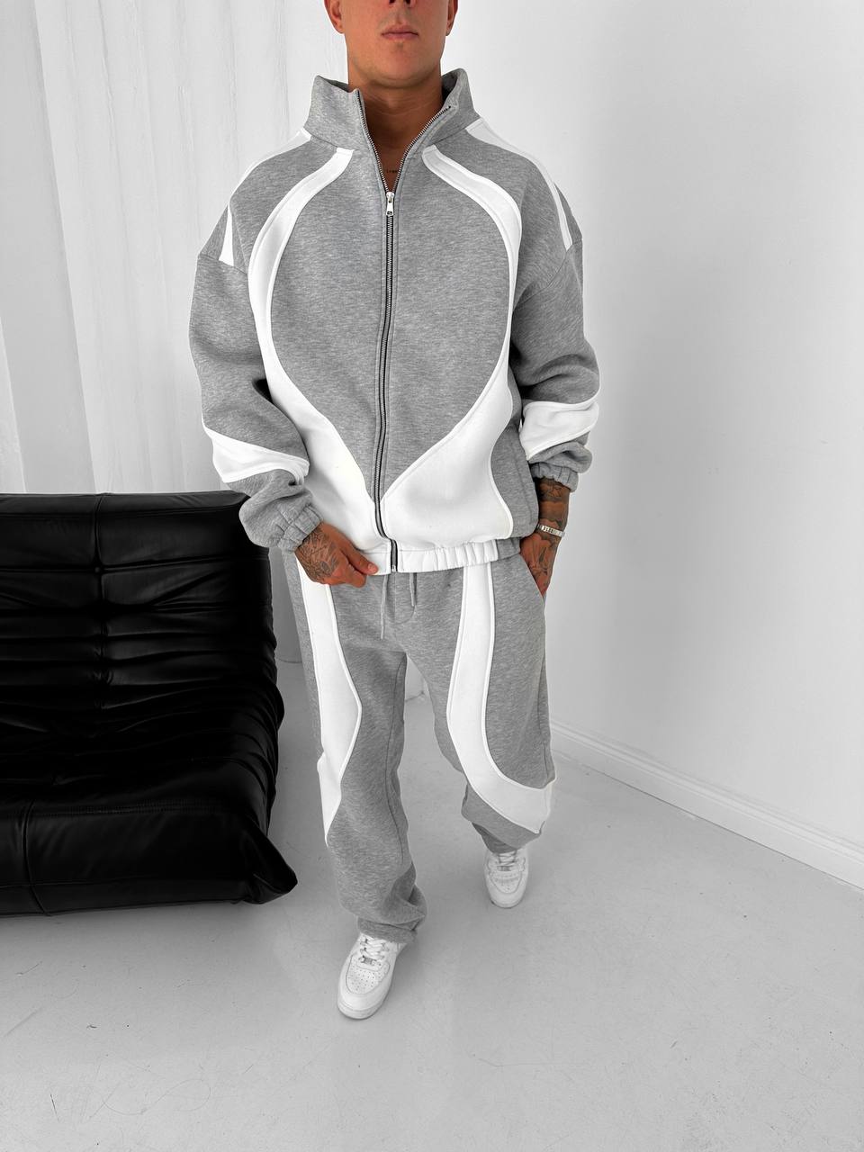 Panelled Zip-Up Tracksuit Set