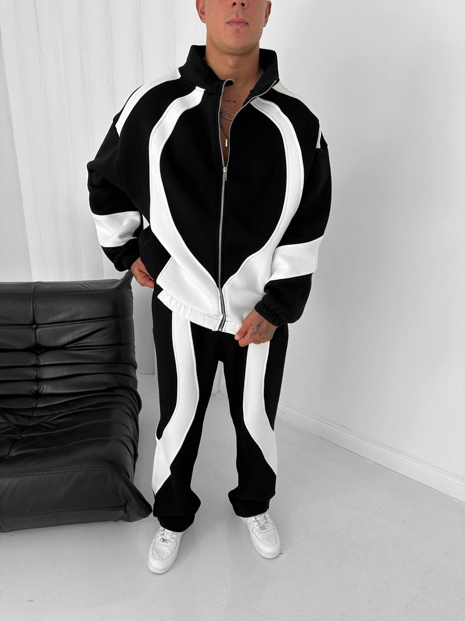 Panelled Zip-Up Tracksuit Set