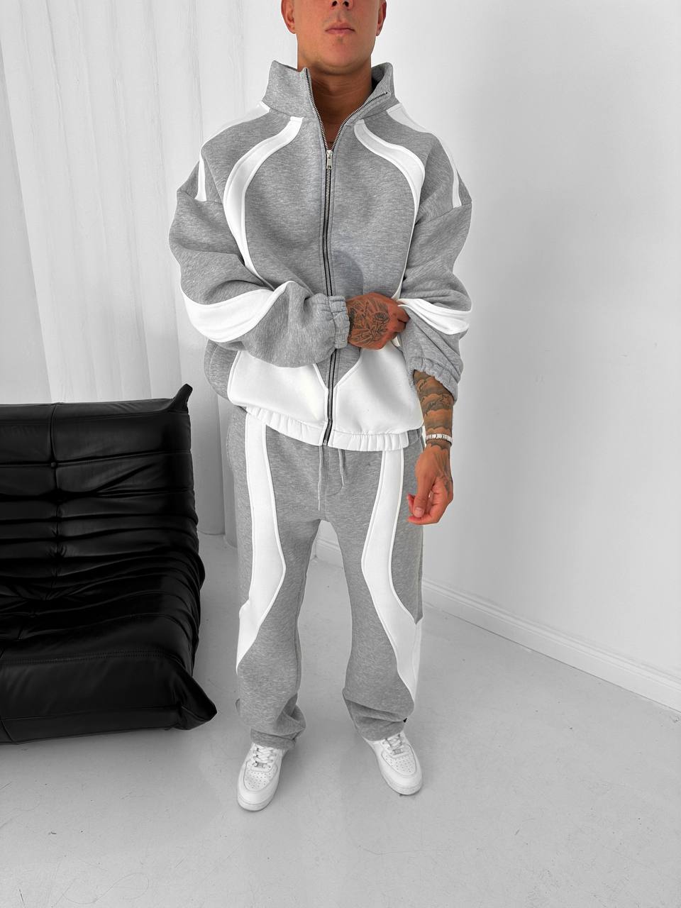 Panelled Zip-Up Tracksuit Set