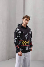 Pixel Pattern Embroidered Hoodie