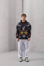 Pixel Pattern Embroidered Hoodie