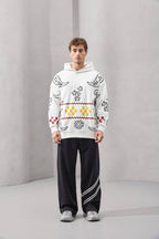 Pixel Pattern Embroidered Hoodie