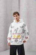 Pixel Pattern Embroidered Hoodie