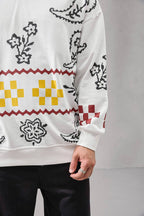 Pixel Pattern Embroidered Hoodie