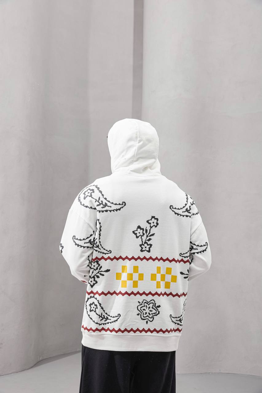 Pixel Pattern Embroidered Hoodie