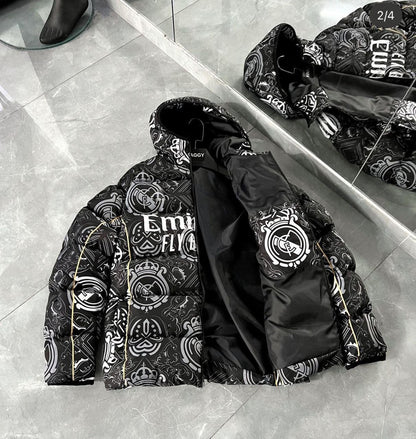 Real Madrid Digital Print Parachute Puffer Jacket - Unisex Design