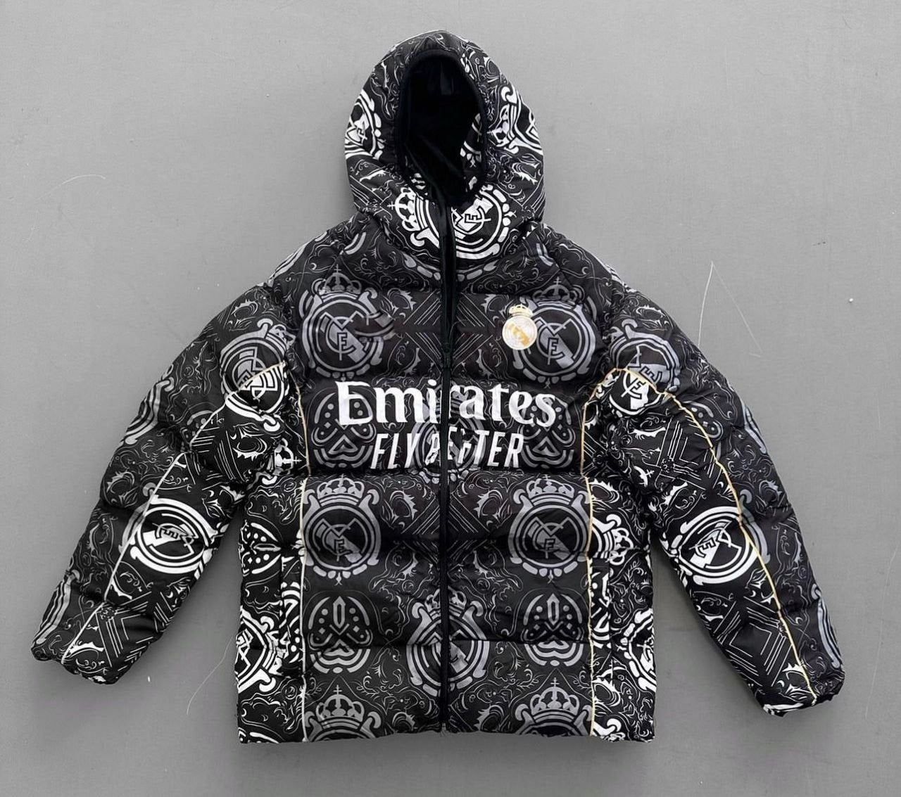 Real Madrid Digital Print Parachute Puffer Jacket - Unisex Design