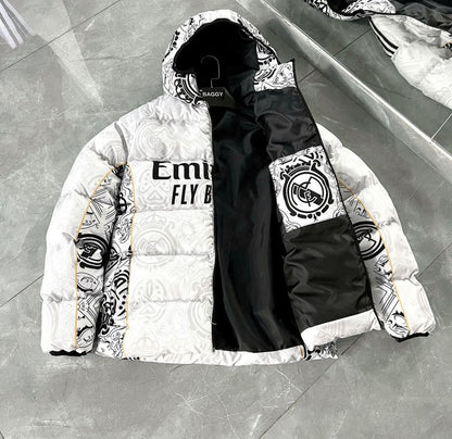 Real Madrid Digital Print Parachute Puffer Jacket - Unisex Design