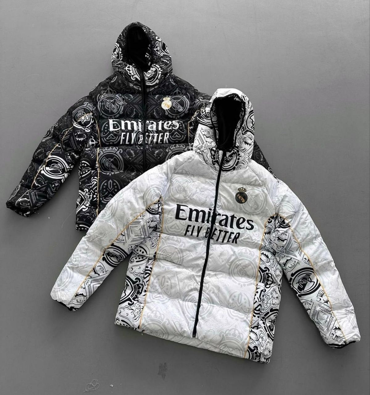 Real Madrid Digital Print Parachute Puffer Jacket - Unisex Design