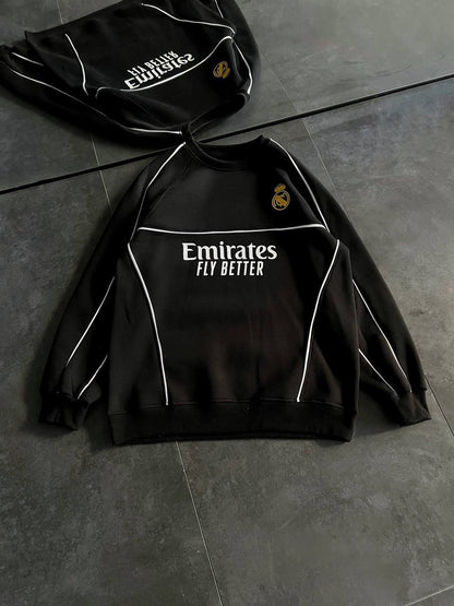 Real Madrid Oversized Sweatshirt - Black and White Options for Fans