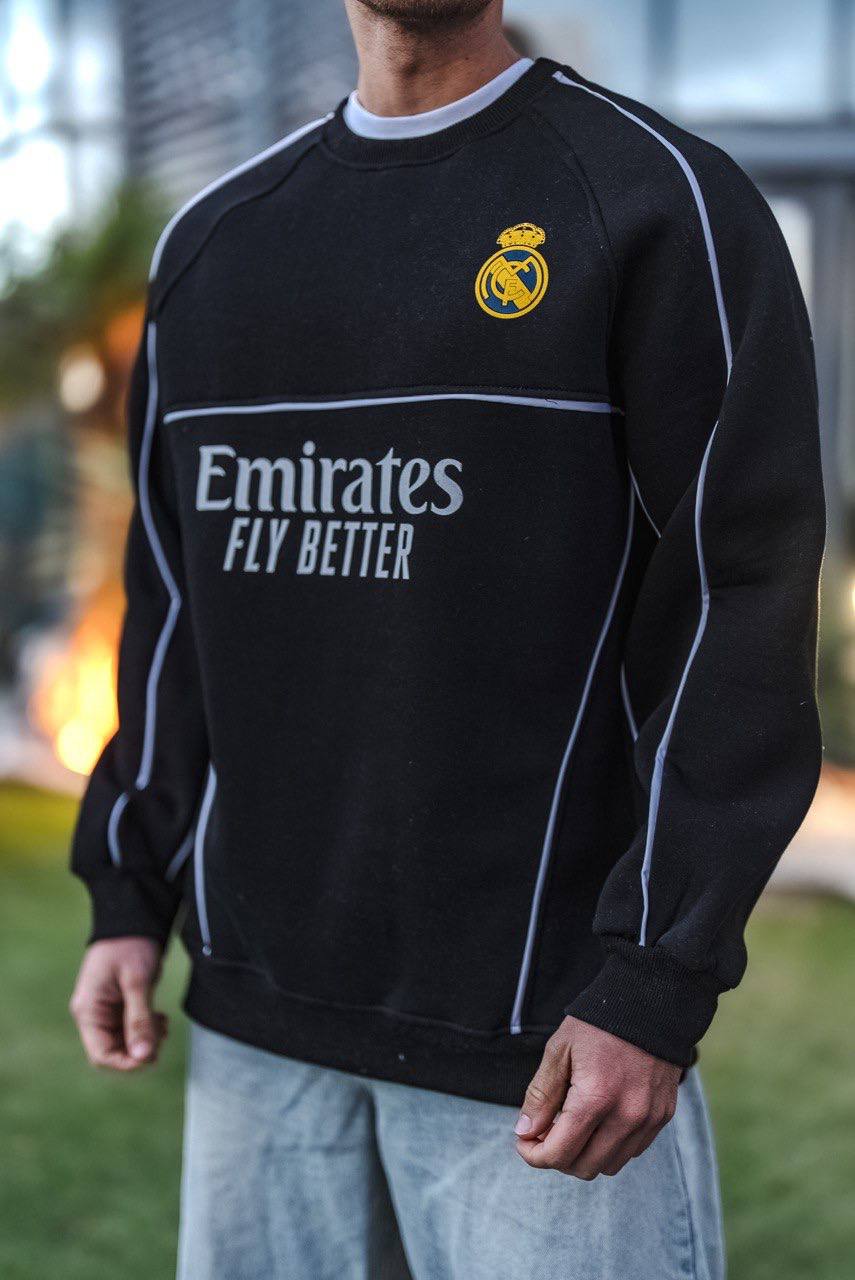 Real Madrid Oversized Sweatshirt - Black and White Options for