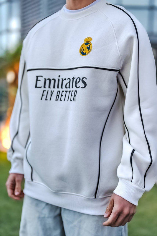 Real Madrid Oversized Sweatshirt - Black and White Options for Fans