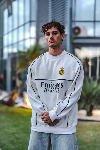 Real Madrid Oversized Sweatshirt - Black and White Options for Fans