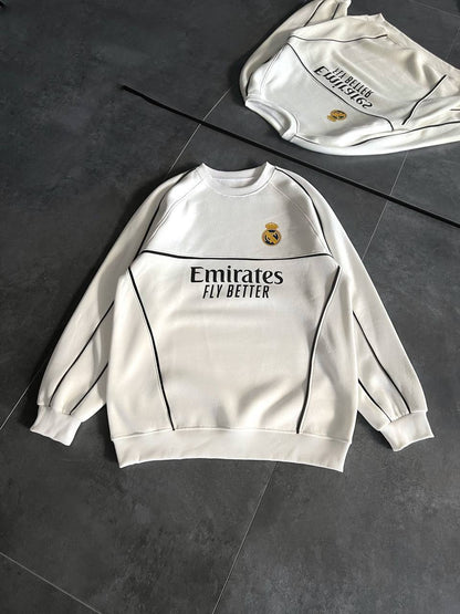 Real Madrid Oversized Sweatshirt - Black and White Options for Fans