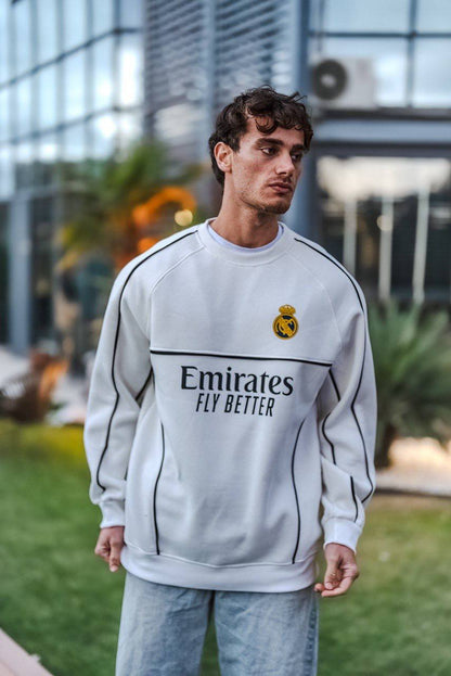 Real Madrid Oversized Sweatshirt - Black and White Options for Fans