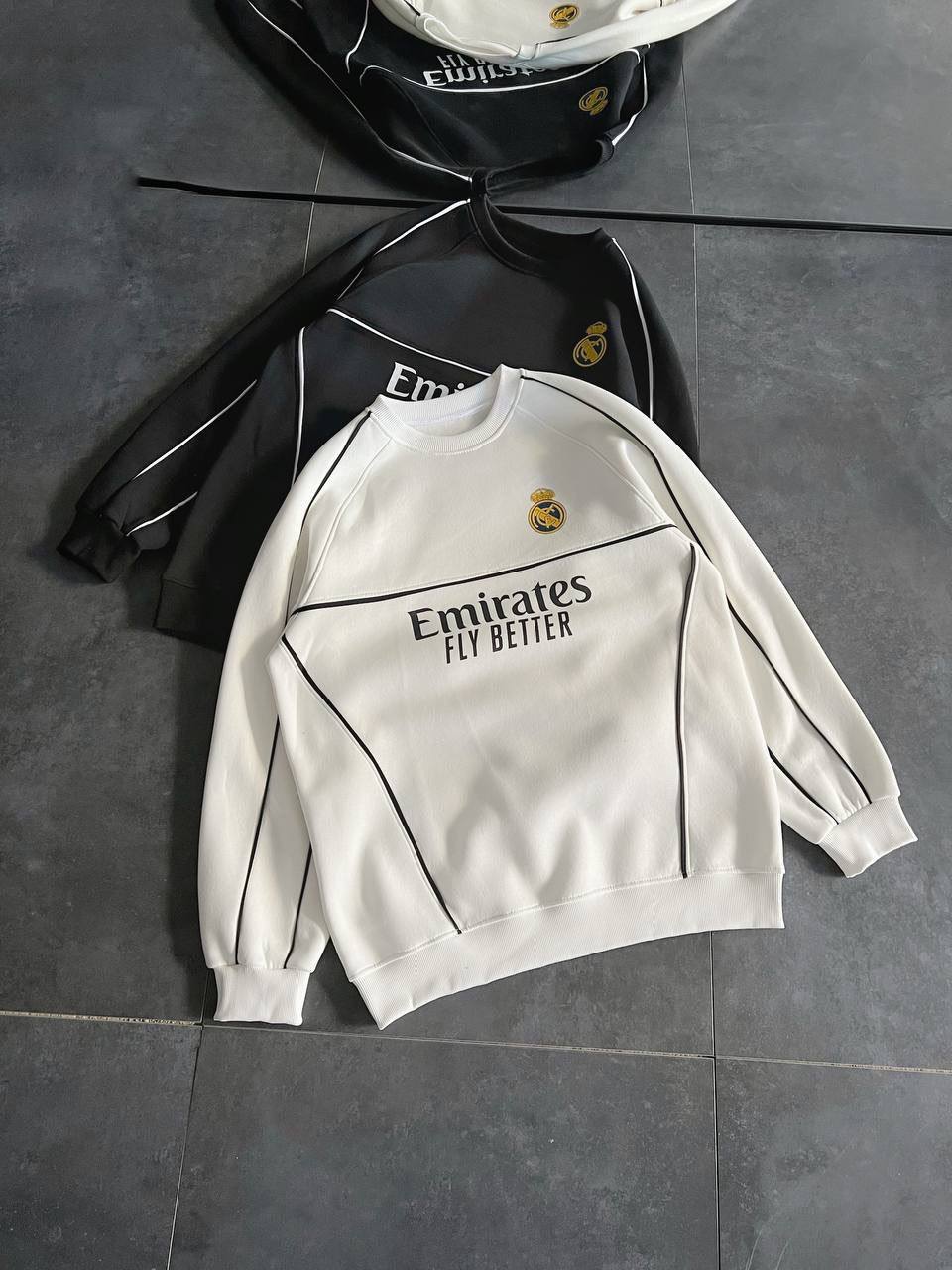 Real Madrid Oversized Sweatshirt - Black and White Options for Fans