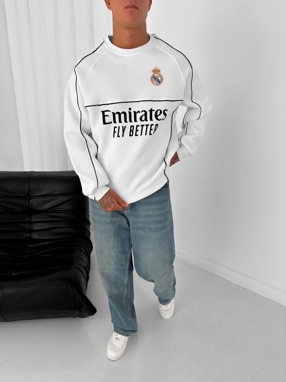 Real Madrid Piped Crewneck Sweatshirt