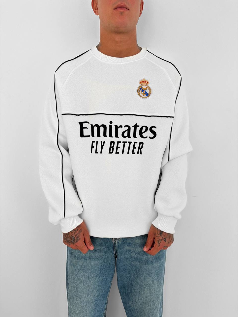Real Madrid Piped Crewneck Sweatshirt