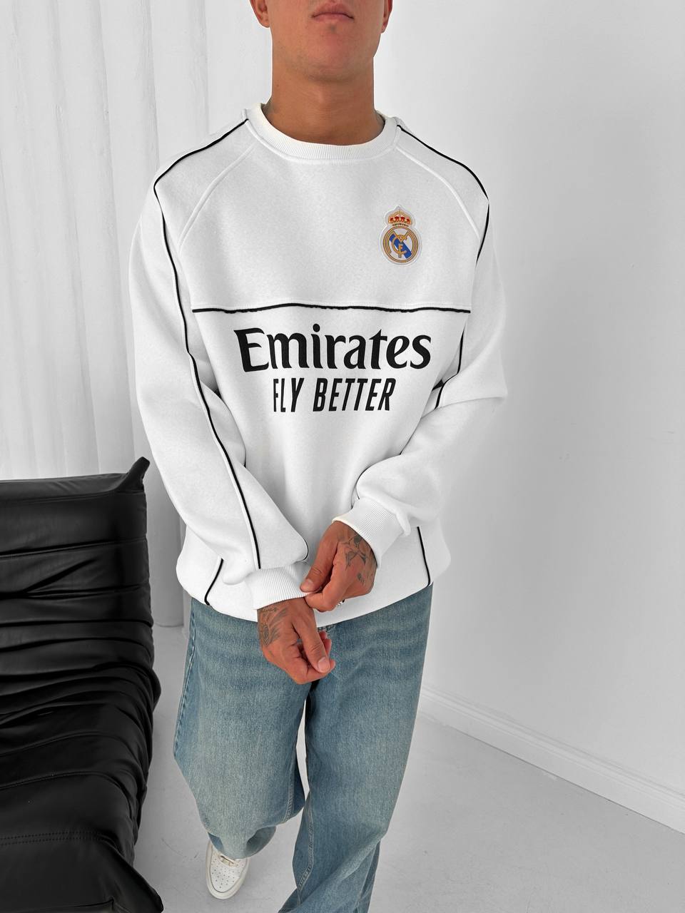 Real Madrid Piped Crewneck Sweatshirt