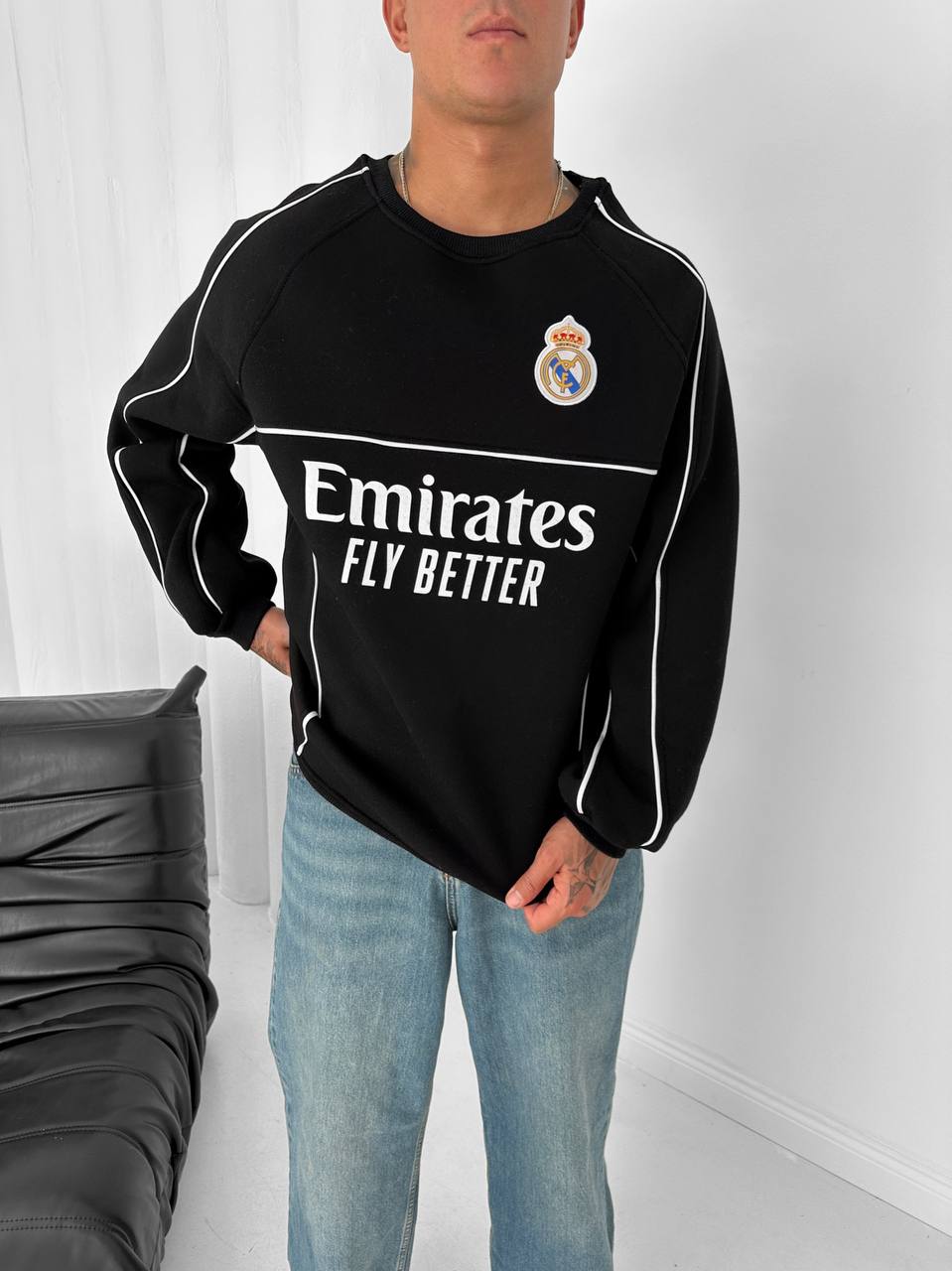 Real Madrid Piped Crewneck Sweatshirt
