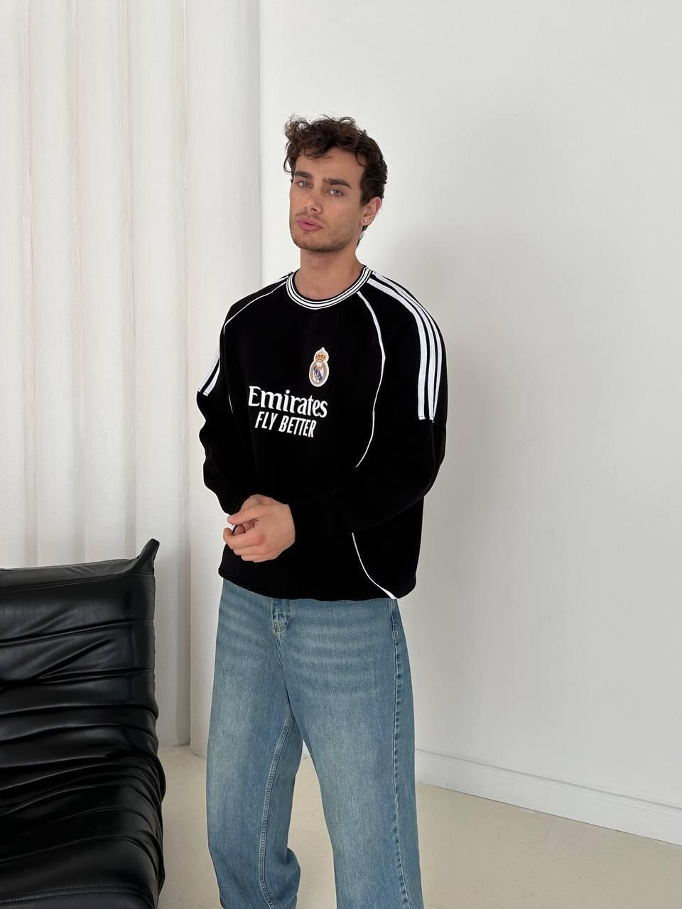 Real Madrid Emirates Piped Crewneck Sweatshirt.