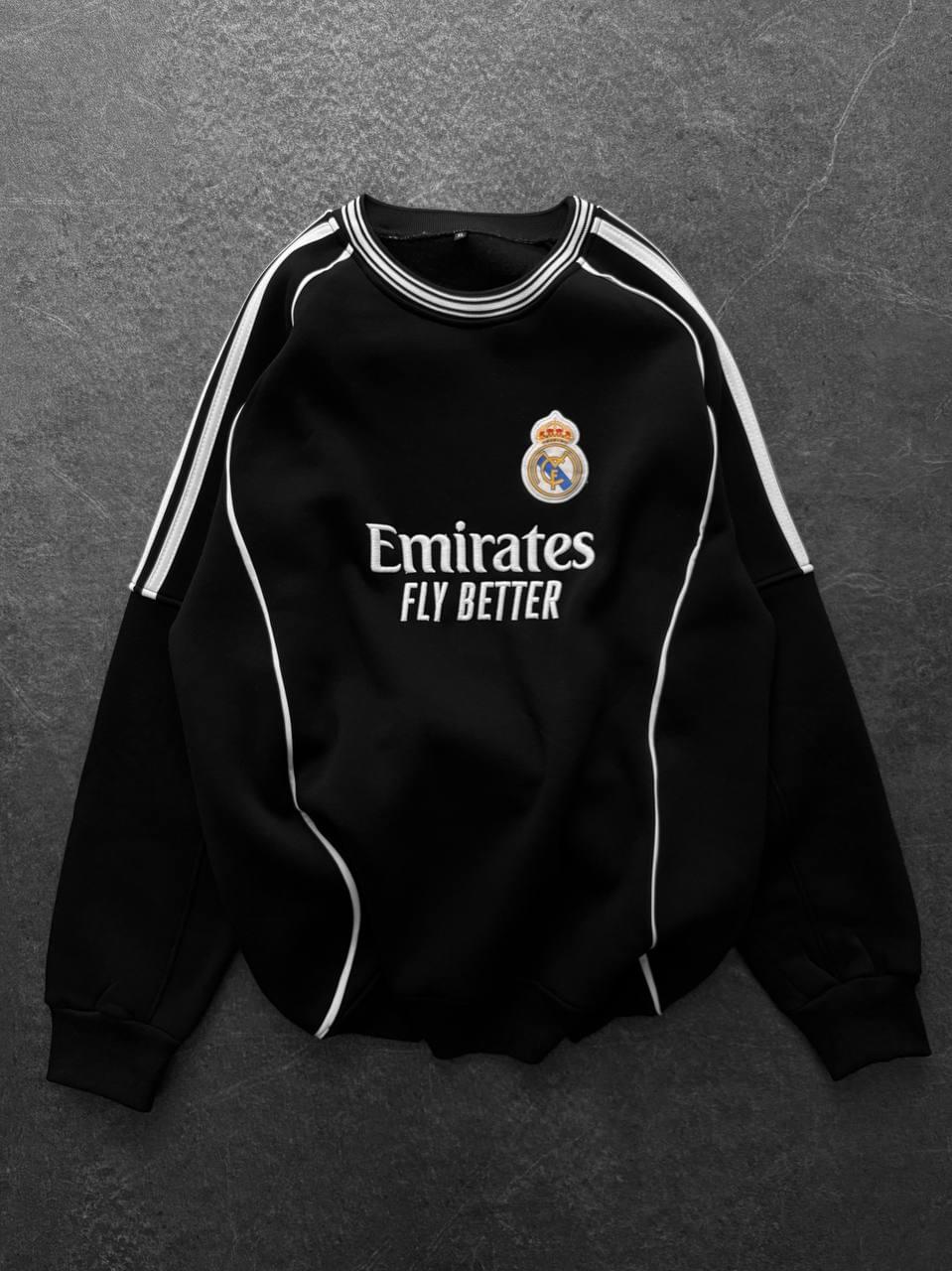 Real Madrid Emirates Piped Crewneck Sweatshirt.