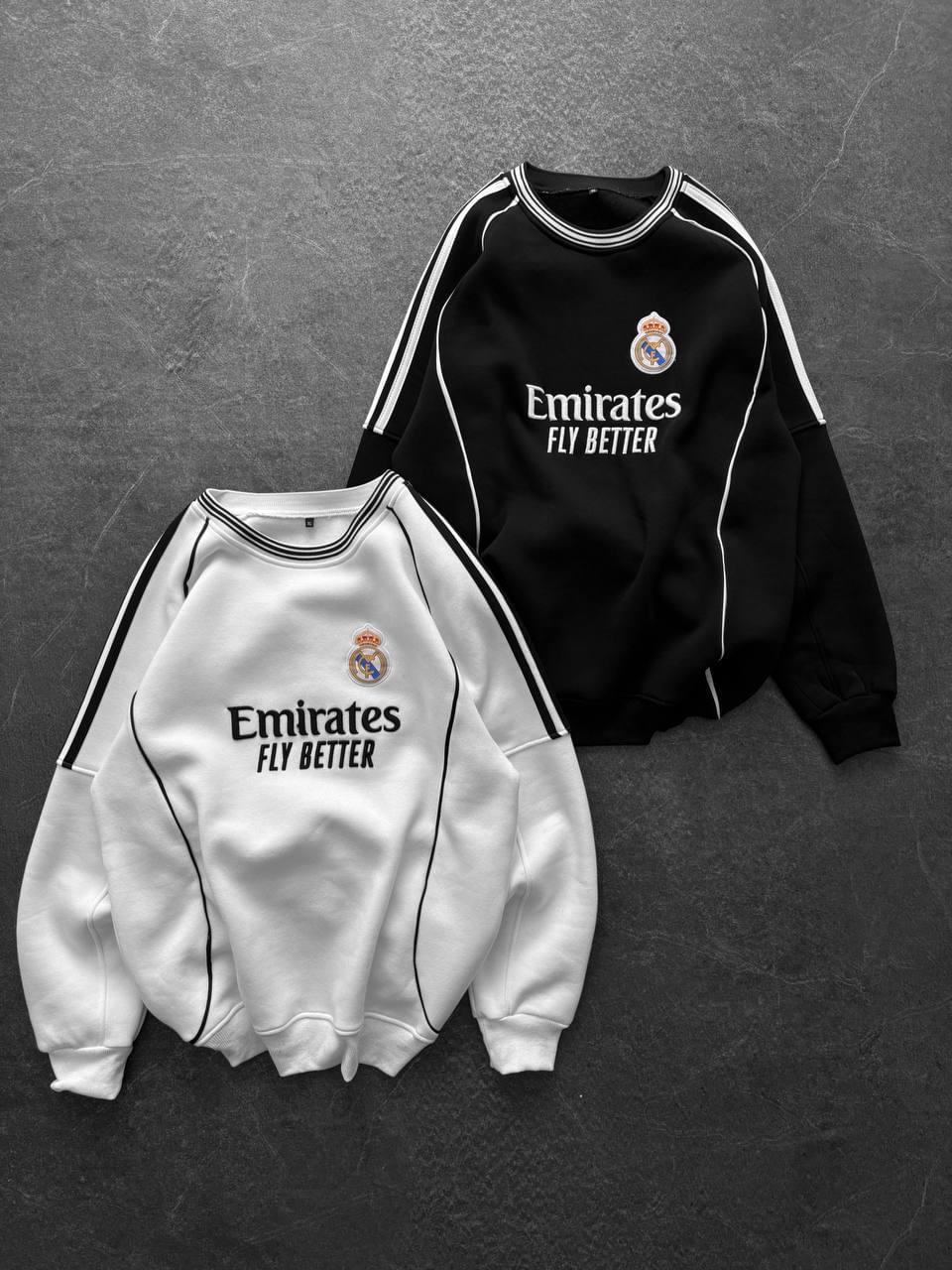 Real Madrid Emirates Piped Crewneck Sweatshirt.