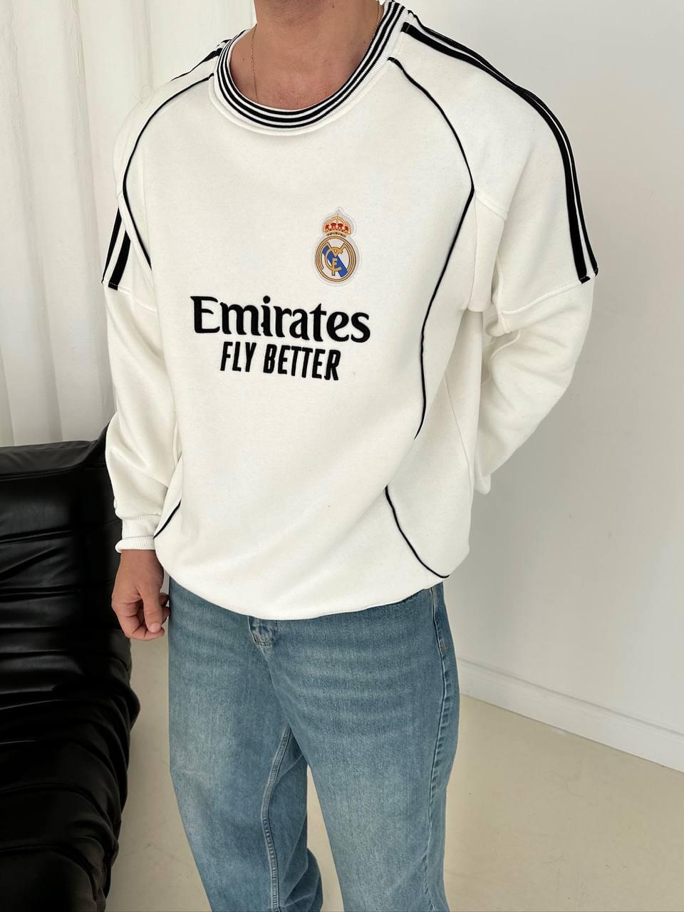Real Madrid Emirates Piped Crewneck Sweatshirt.