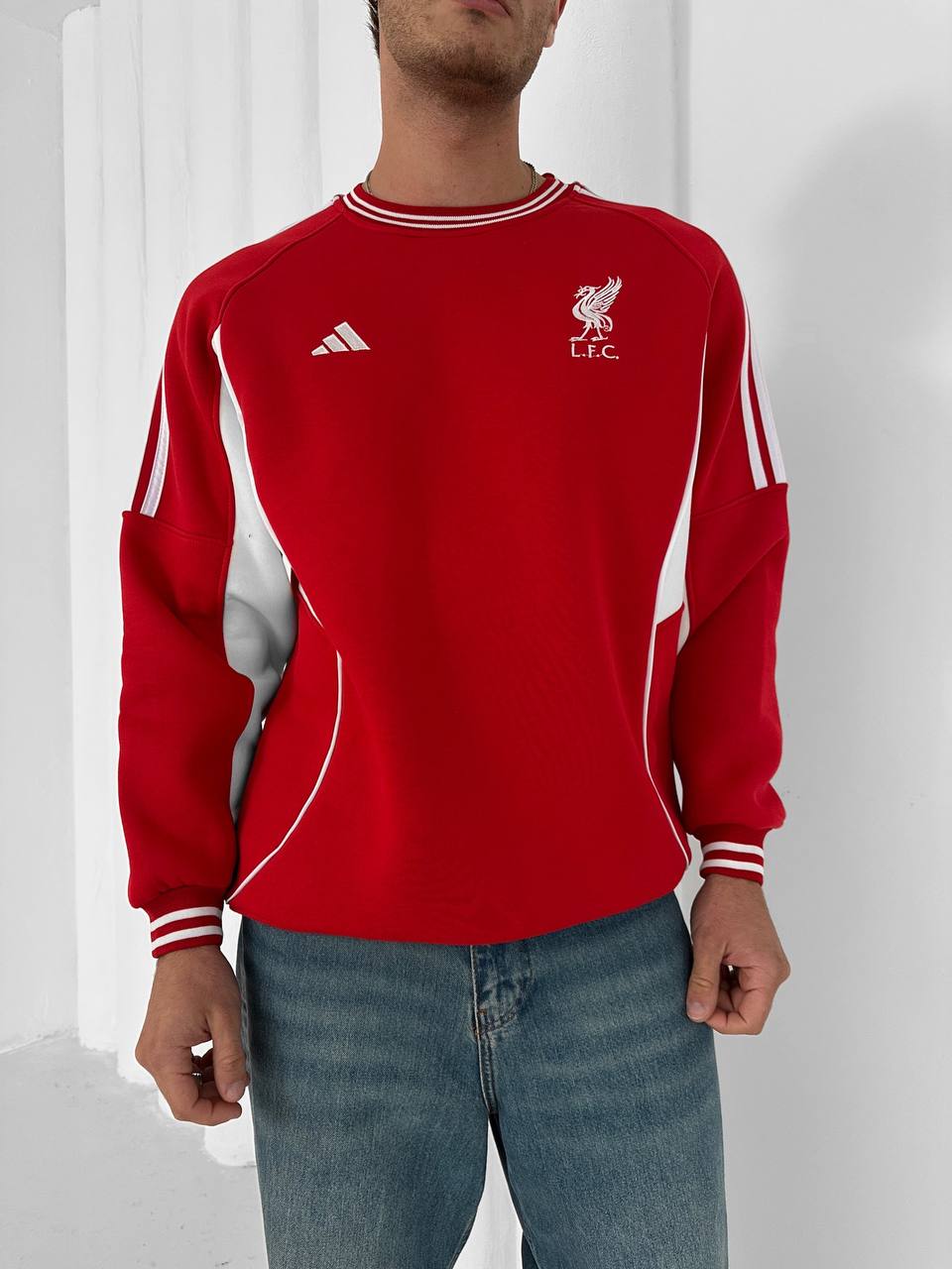 Red Liverpool FC retro crewneck sweatshirt with white stripes – Withinblack streetwear