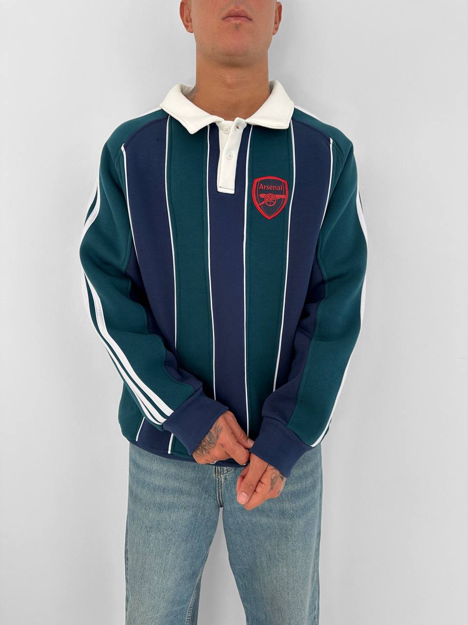Arsenal Retro Striped Rugby Polo – Oversized Blokecore Sweatshirt