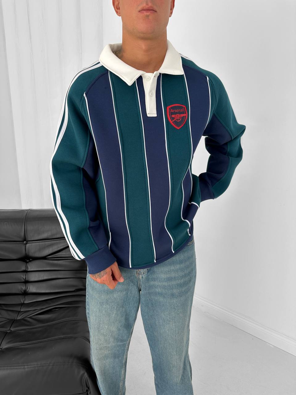 Arsenal Retro Striped Rugby Polo – Oversized Blokecore Sweatshirt