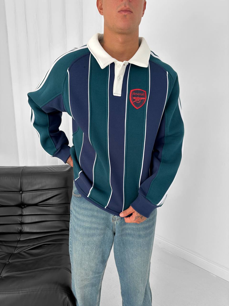 Arsenal Retro Striped Rugby Polo – Oversized Blokecore Sweatshirt
