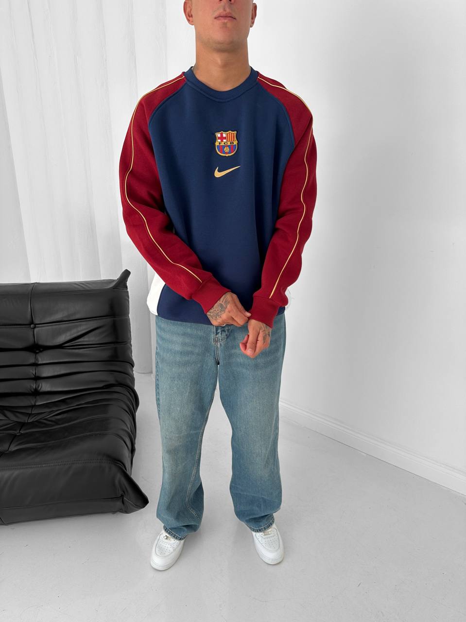 FC Barcelona Retro Piped Crewneck Sweatshirt – Oversized Blokecore Style