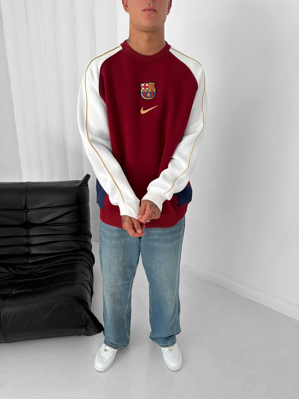 FC Barcelona Retro Piped Crewneck Sweatshirt – Oversized Blokecore Style.