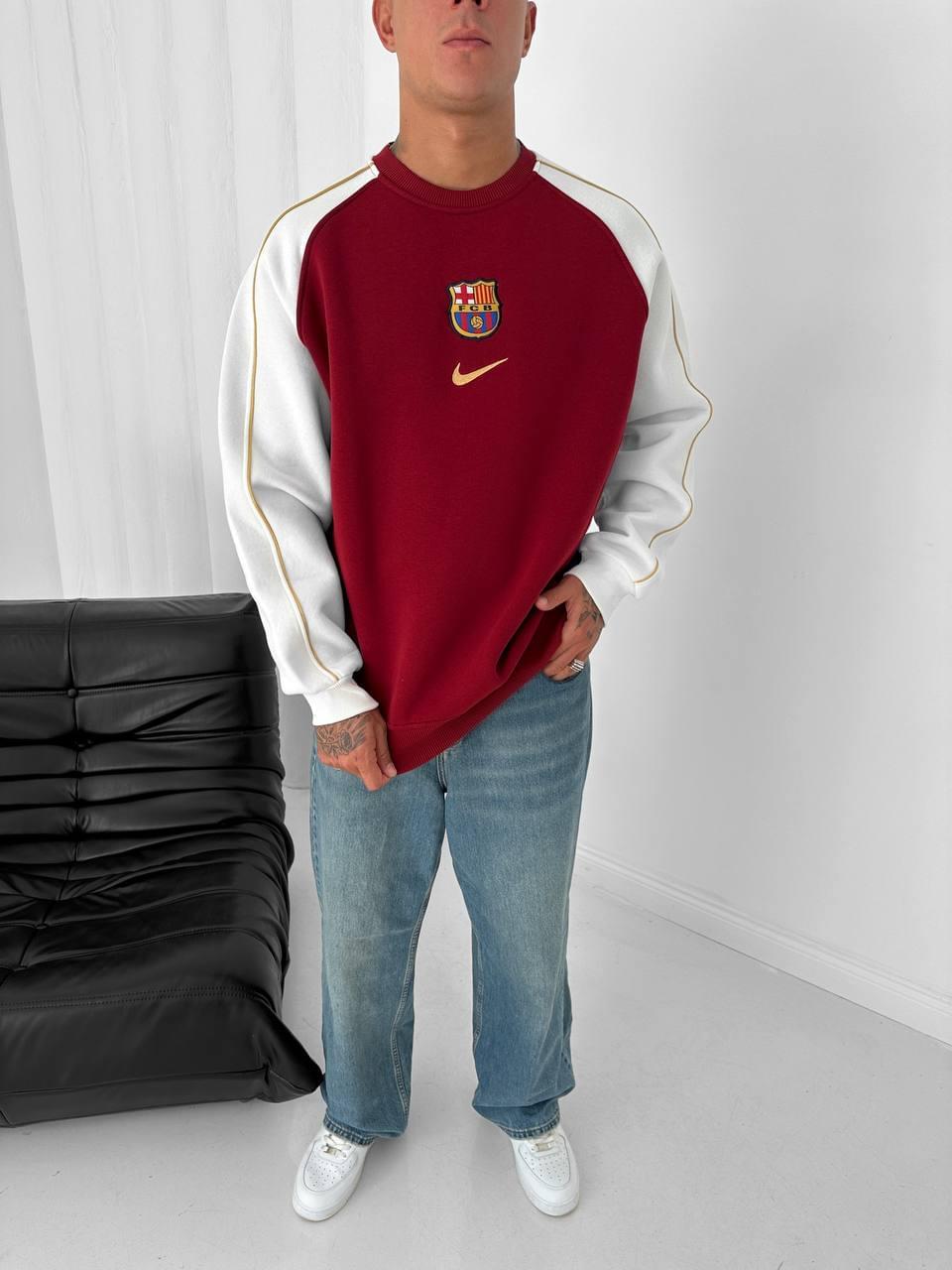 FC Barcelona Retro Piped Crewneck Sweatshirt – Oversized Blokecore Style.