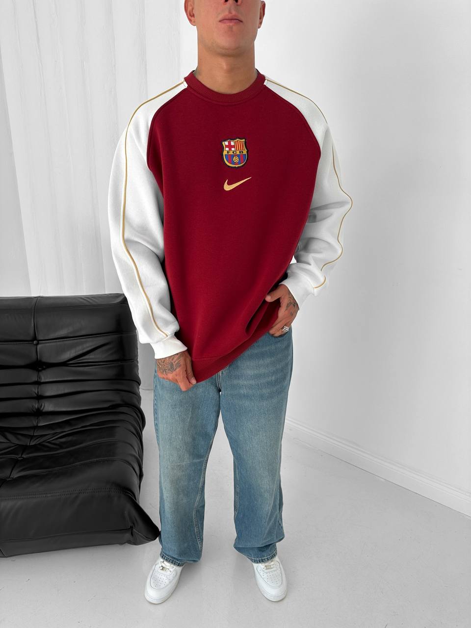 FC Barcelona Retro Piped Crewneck Sweatshirt – Oversized Blokecore Style