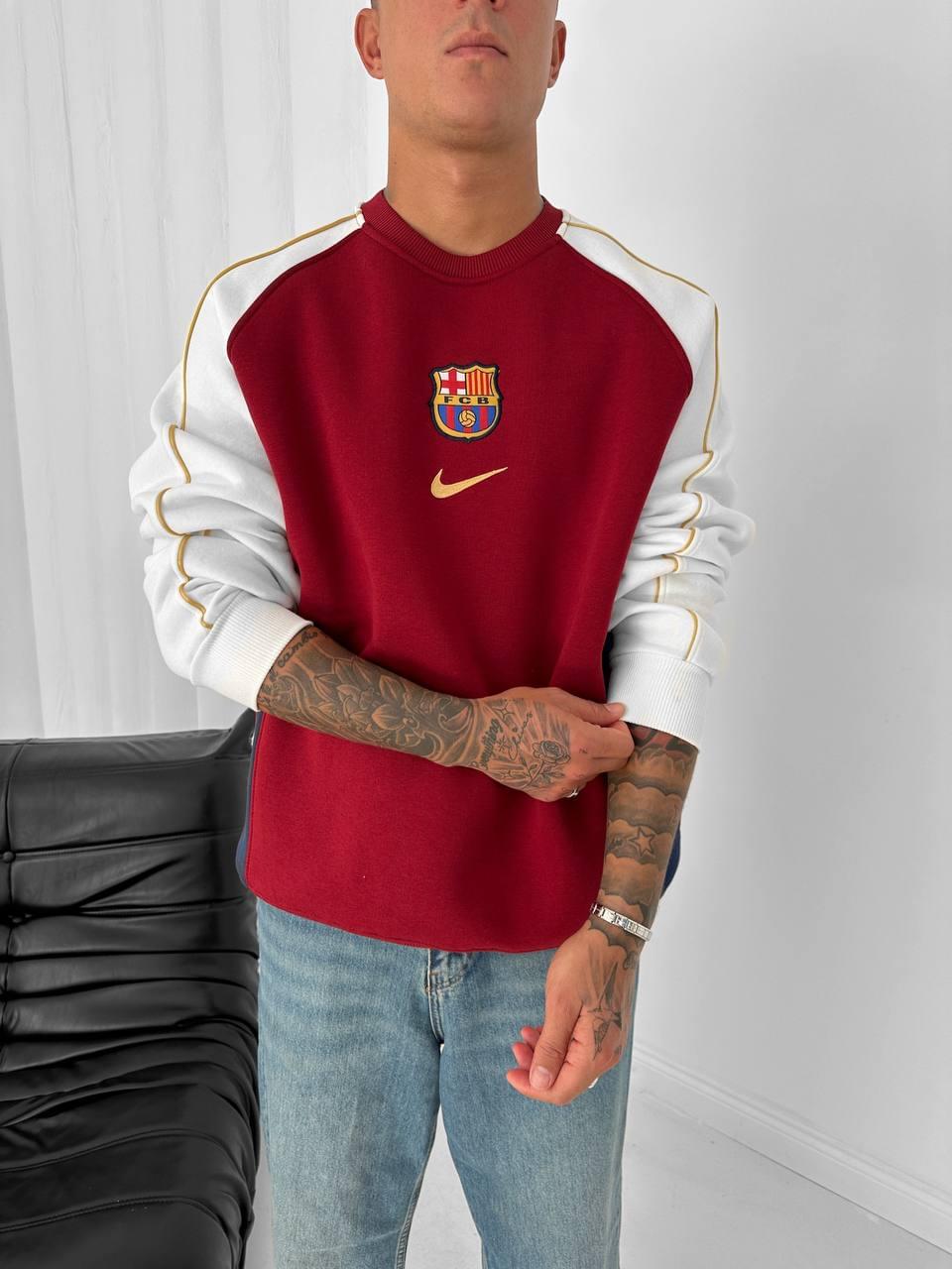 FC Barcelona Retro Piped Crewneck Sweatshirt – Oversized Blokecore Style.