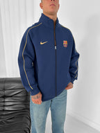 FC Barcelona Retro Piped Track Jacket – Oversized Blokecore with Gold Embroidery