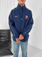 FC Barcelona Retro Piped Track Jacket – Oversized Blokecore with Gold Embroidery
