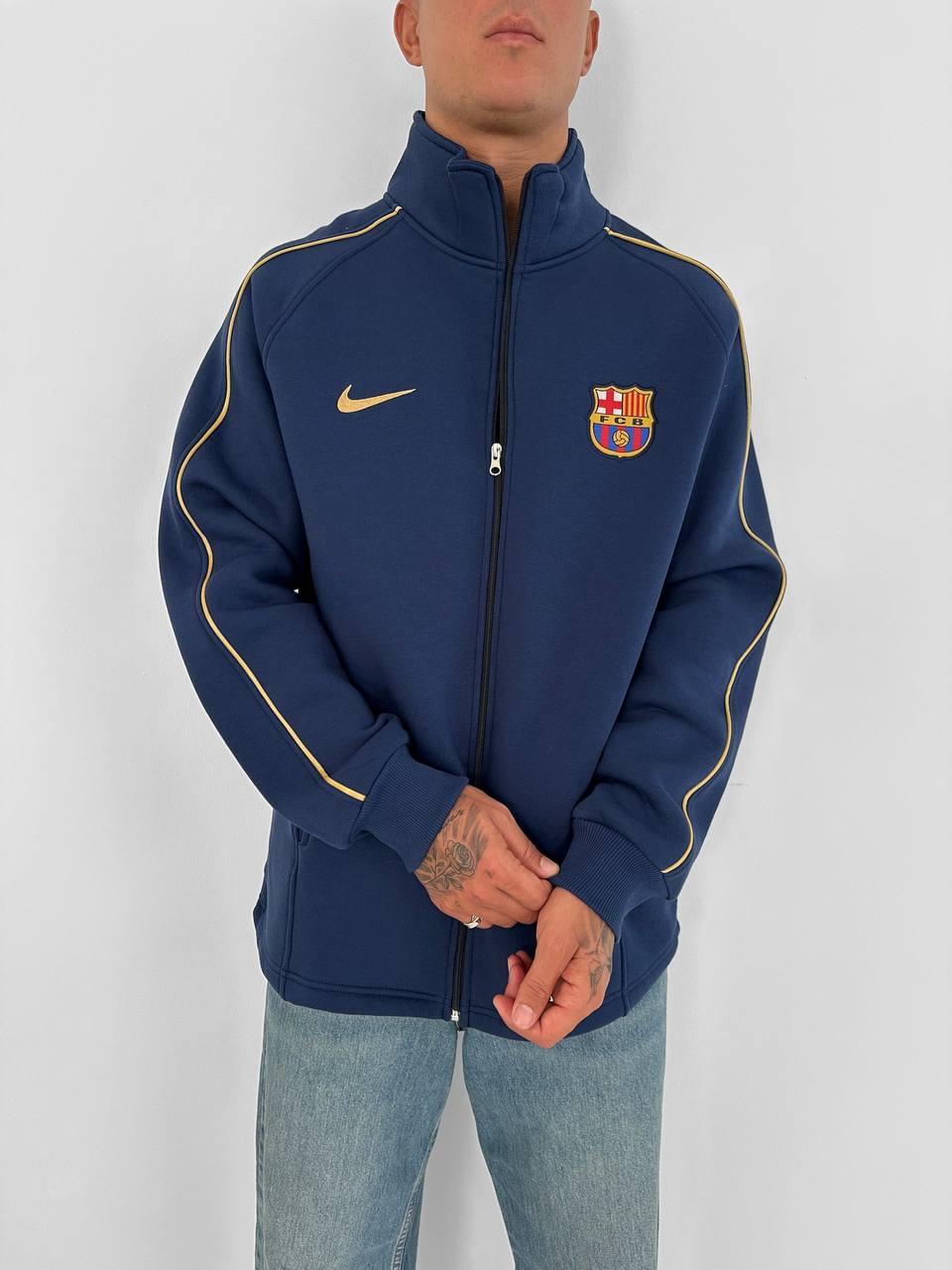 FC Barcelona Retro Piped Track Jacket – Oversized Blokecore with Gold Embroidery.