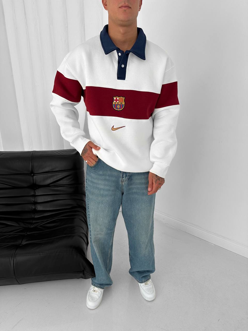 FC Barcelona Retro Rugby Polo Sweatshirt